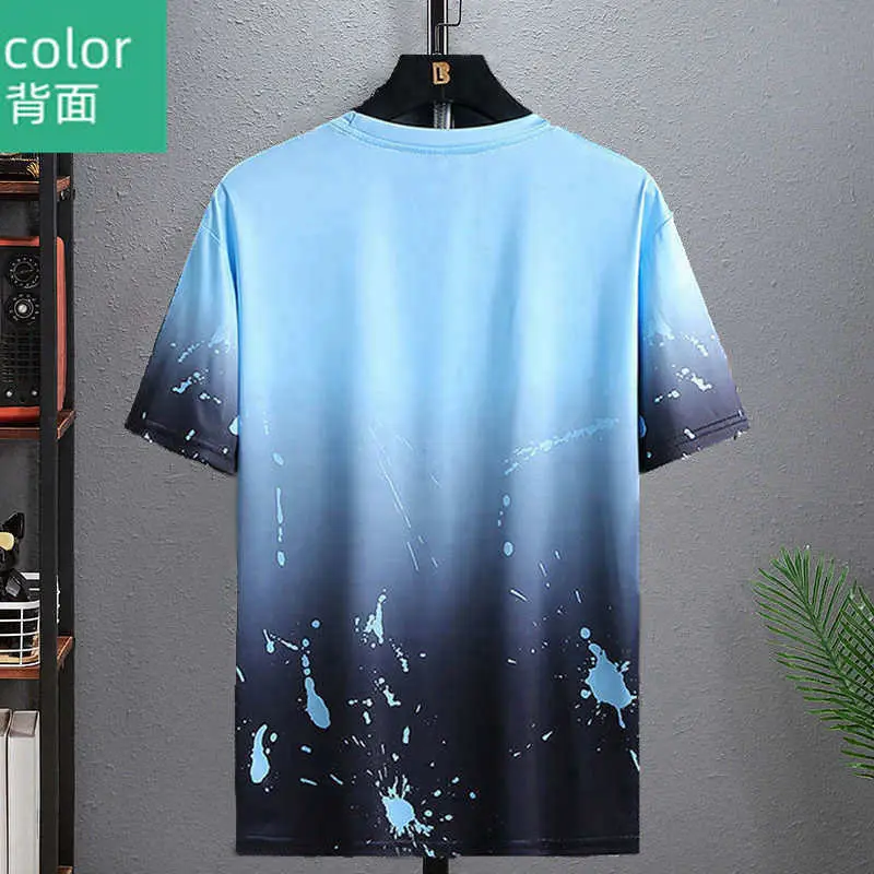 Summer Men's Short-Sleeved Suit 2023 New Ins Half-Sleeved Top Casual Round Neck Trendy T-Shirt Casual Versatile — feature 17