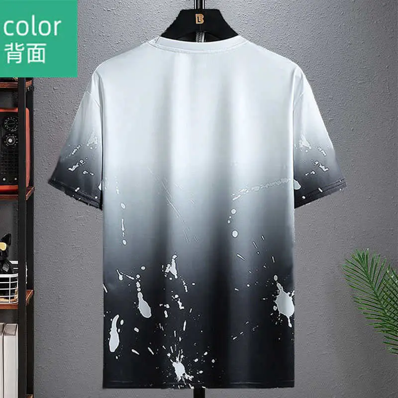 Summer Men's Short-Sleeved Suit 2023 New Ins Half-Sleeved Top Casual Round Neck Trendy T-Shirt Casual Versatile — feature 19