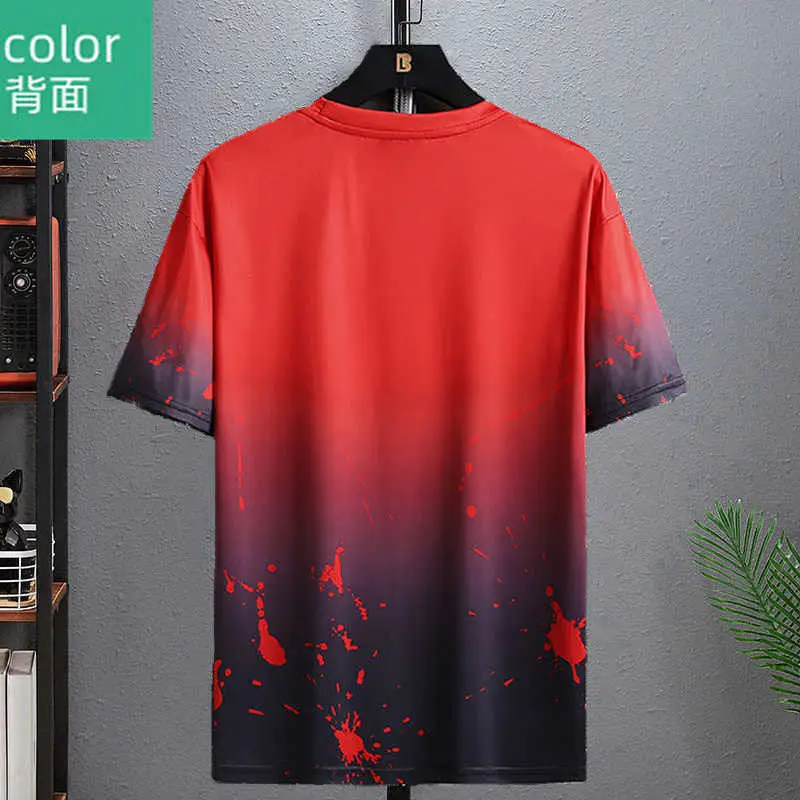 Summer Men's Short-Sleeved Suit 2023 New Ins Half-Sleeved Top Casual Round Neck Trendy T-Shirt Casual Versatile — feature 21