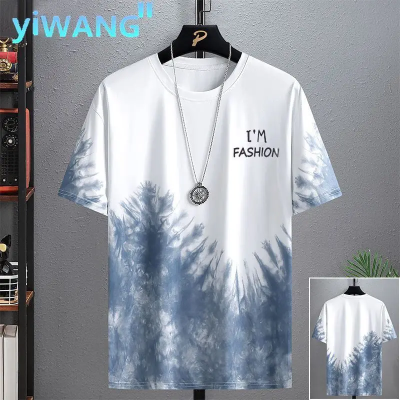 Summer Men's Short-Sleeved Suit 2023 New Ins Half-Sleeved Top Casual Round Neck Trendy T-Shirt Casual Versatile — feature 22