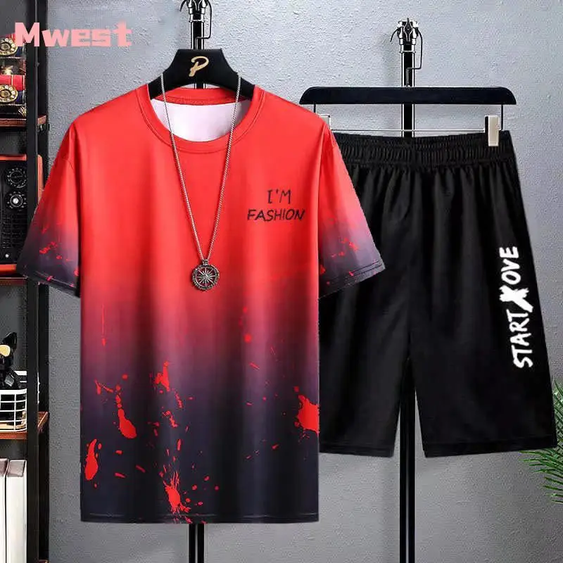 Summer Men's Short-Sleeved Suit 2023 New Ins Half-Sleeved Top Casual Round Neck Trendy T-Shirt Casual Versatile - Image 3