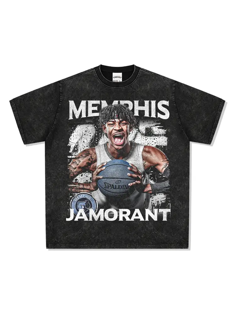 European American Cross-border Ja Morant T-shirt Loose Cotton Heavy Weight - Image 5