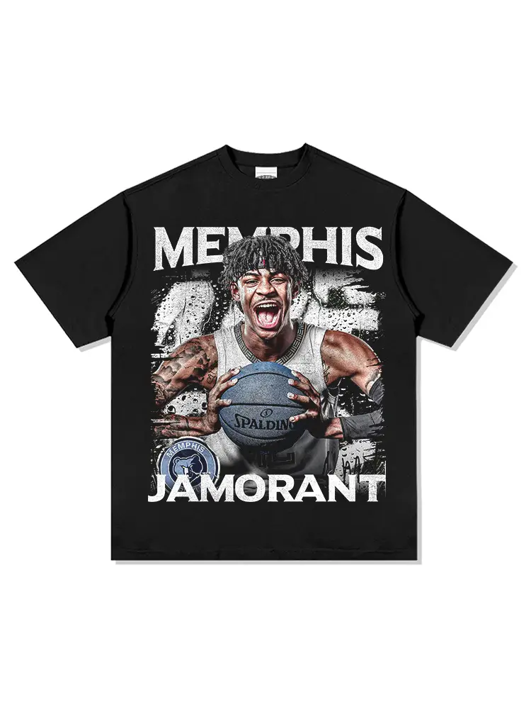 European American Cross-border Ja Morant T-shirt Loose Cotton Heavy Weight - Image 6