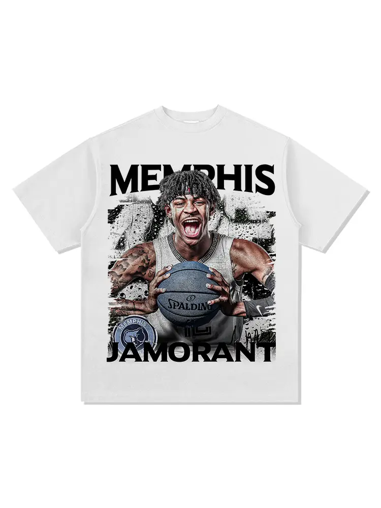 European American Cross-border Ja Morant T-shirt Loose Cotton Heavy Weight - Image 7