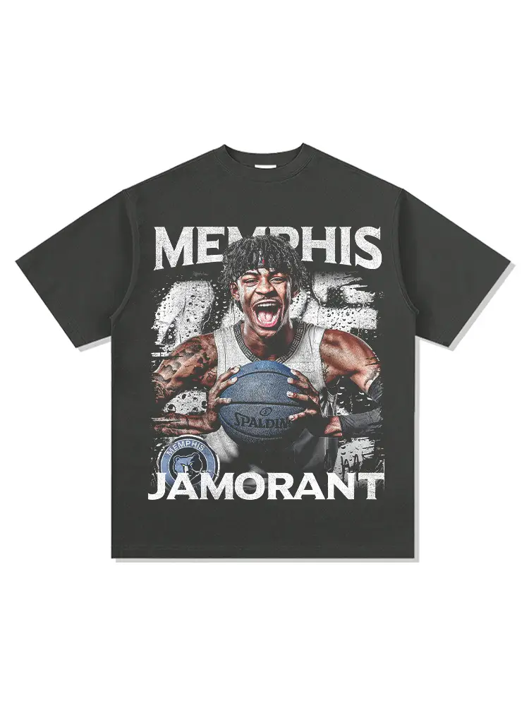 European American Cross-border Ja Morant T-shirt Loose Cotton Heavy Weight - Image 9
