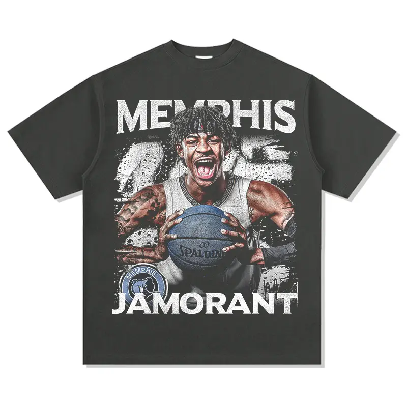 European American Cross-border Ja Morant T-shirt Loose Cotton Heavy Weight - Image 3