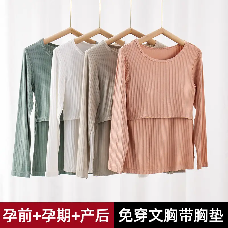 Pink Long Sleeve T-Shirt for Pregnant Women Large