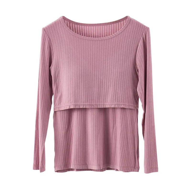 Pink Long Sleeve T-Shirt for Pregnant Women Large