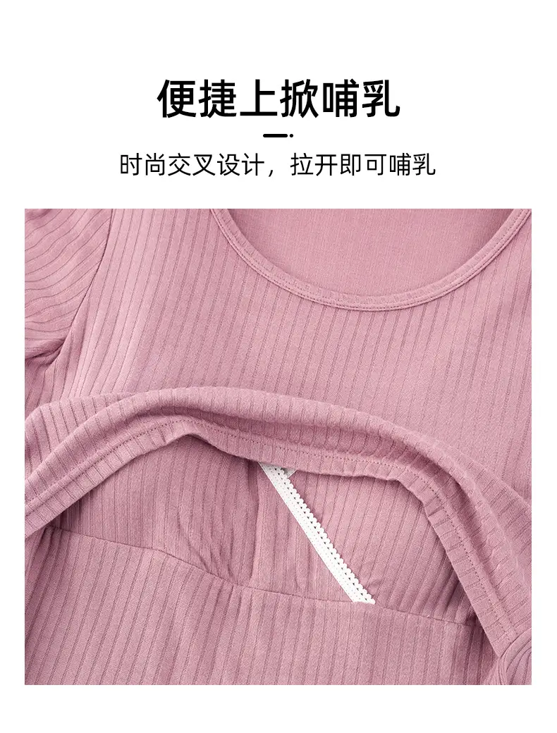 Pink Long Sleeve T-Shirt for Pregnant Women Large — feature 13