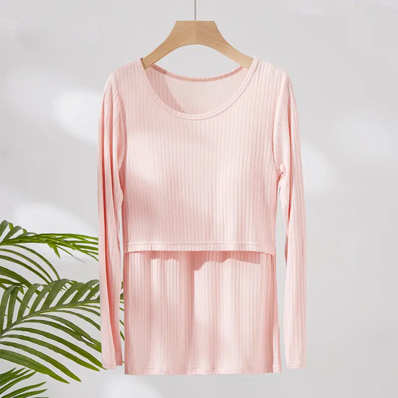 Pink Long Sleeve T-Shirt for Pregnant Women Large