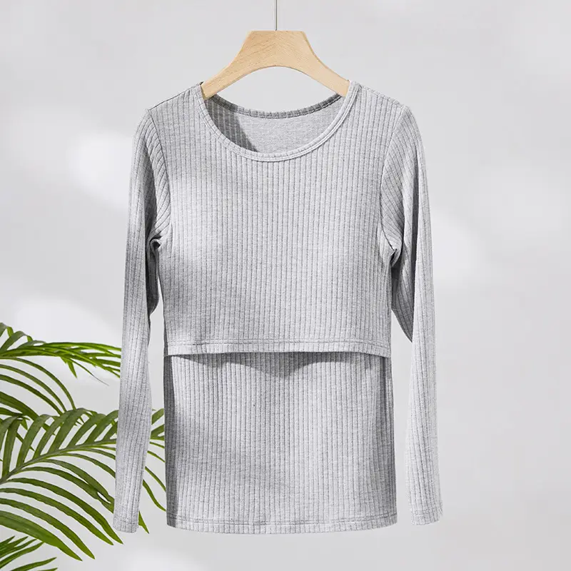 Pink Long Sleeve T-Shirt for Pregnant Women Large