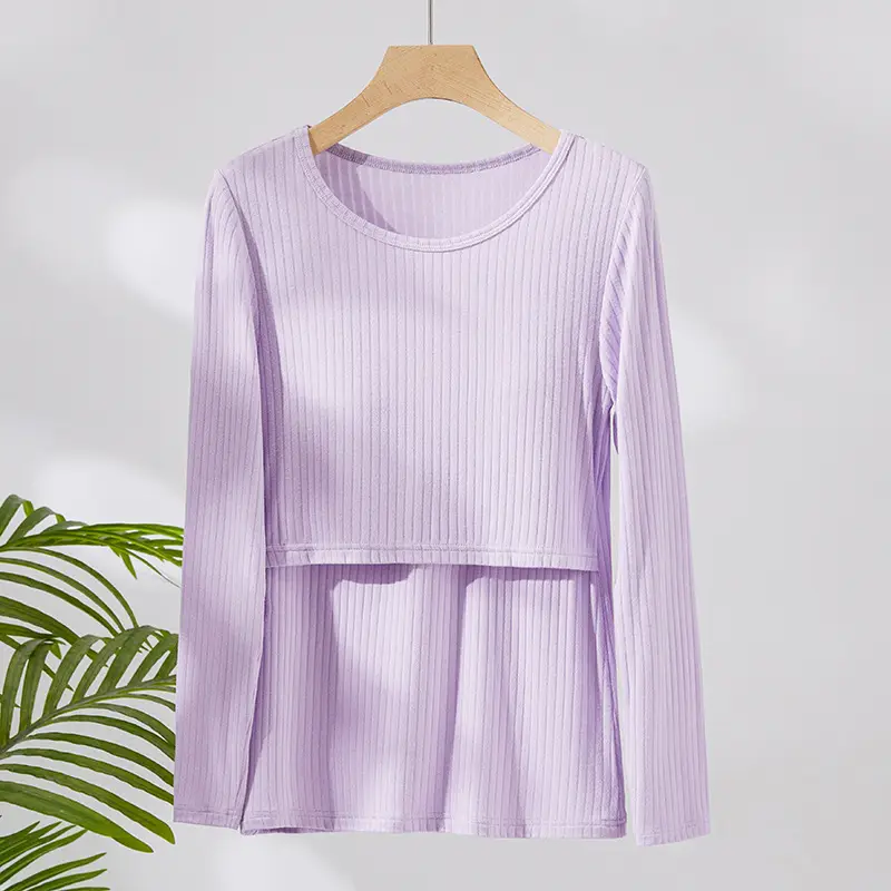 Pink Long Sleeve T-Shirt for Pregnant Women Large