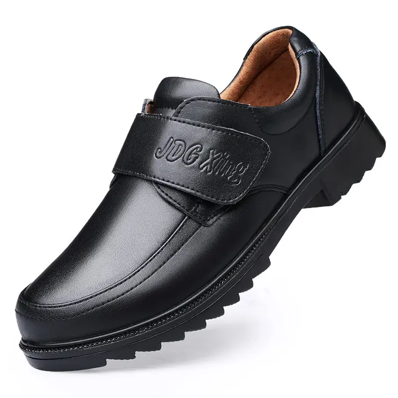 Jindian Guoxing Boys' Black Leather Shoes for Middle-Aged and Primary School Students, Fashionable British Boys' Single Leather Shoes