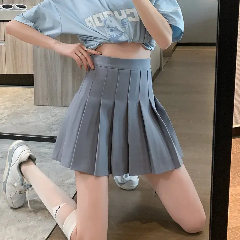Black Pleated Skirt High Waist Slimming Autumn Winter 2022 - Image 6