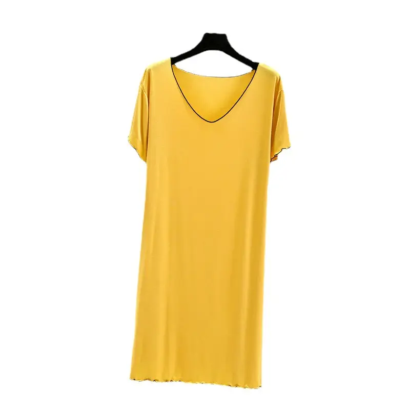 Women's V Neck Modal T-Shirt Brown Large - Image 13