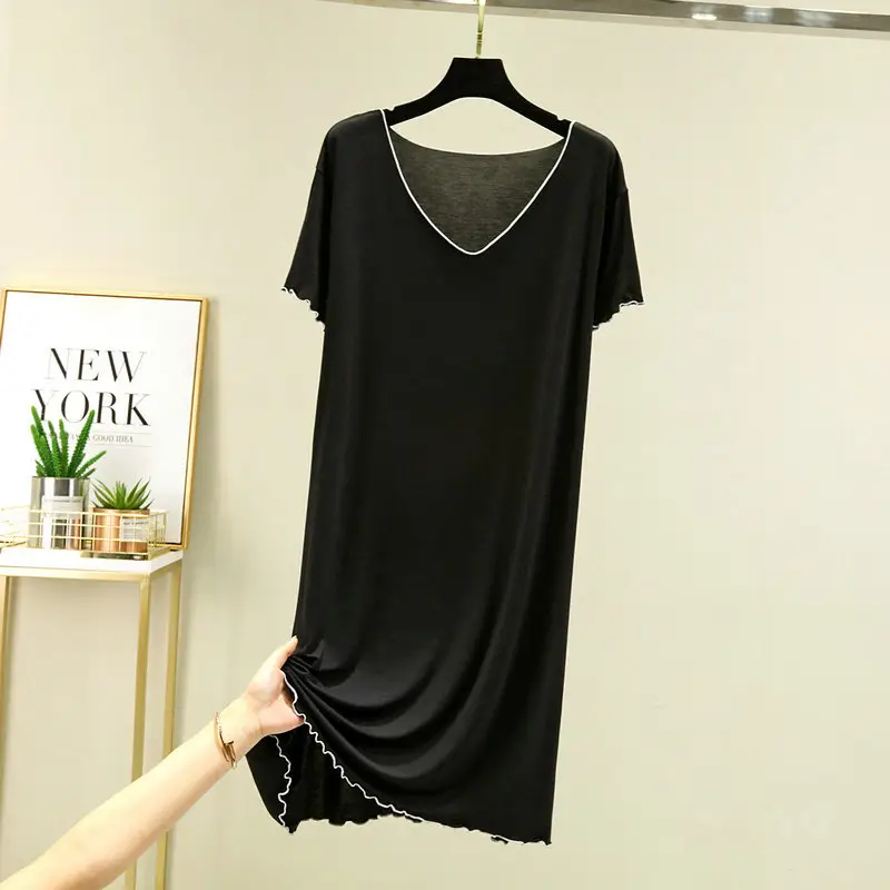 Women's V Neck Modal T-Shirt Brown Large - Image 4