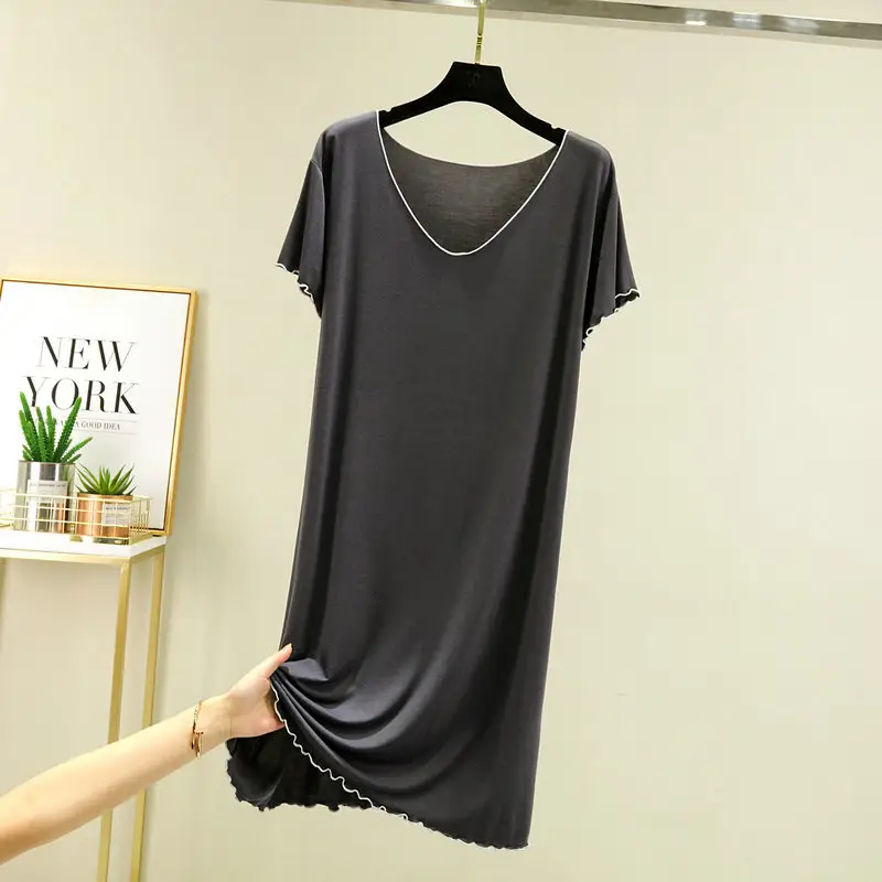 Women's V Neck Modal T-Shirt Brown Large - Image 6