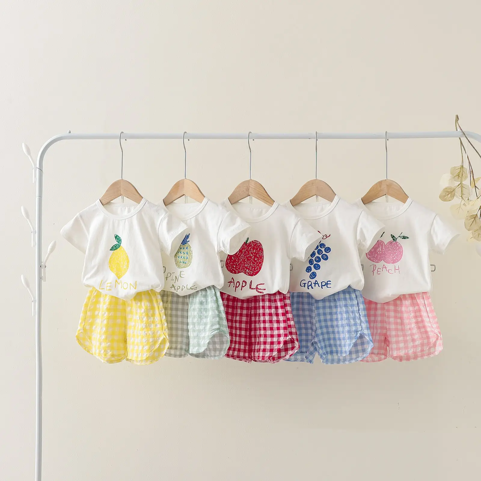 Korean Cotton Apple Heart T-Shirt Shorts Set for Girls Boys - Image 6