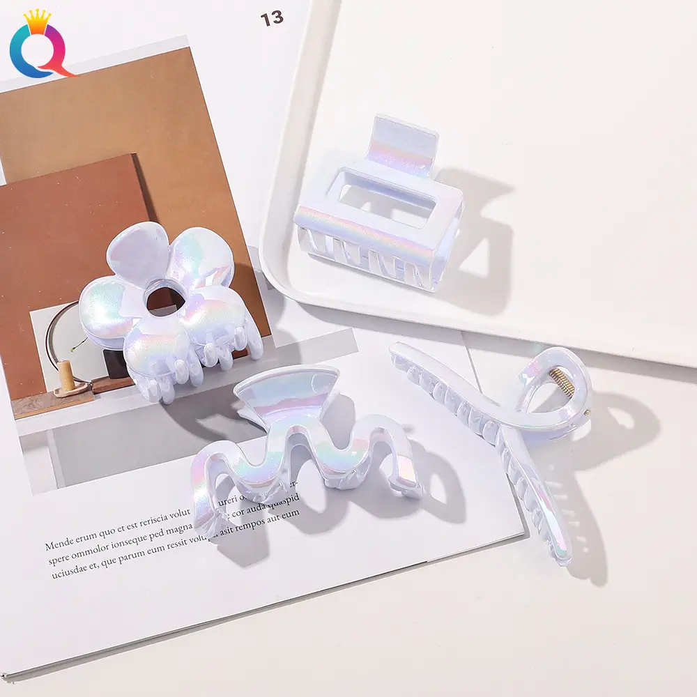 Korean Electroplated Hair Grab Clip White All-match - Image 4