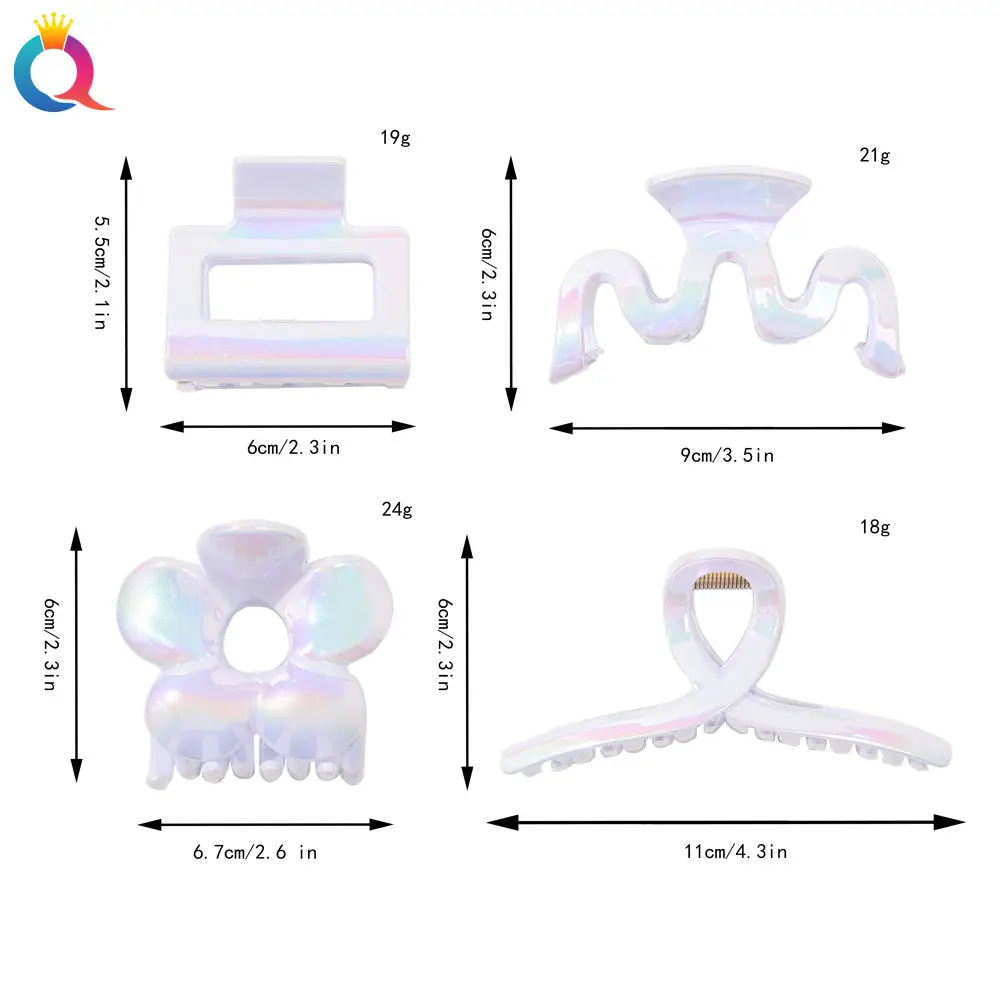 Korean Electroplated Hair Grab Clip White All-match - Image 5