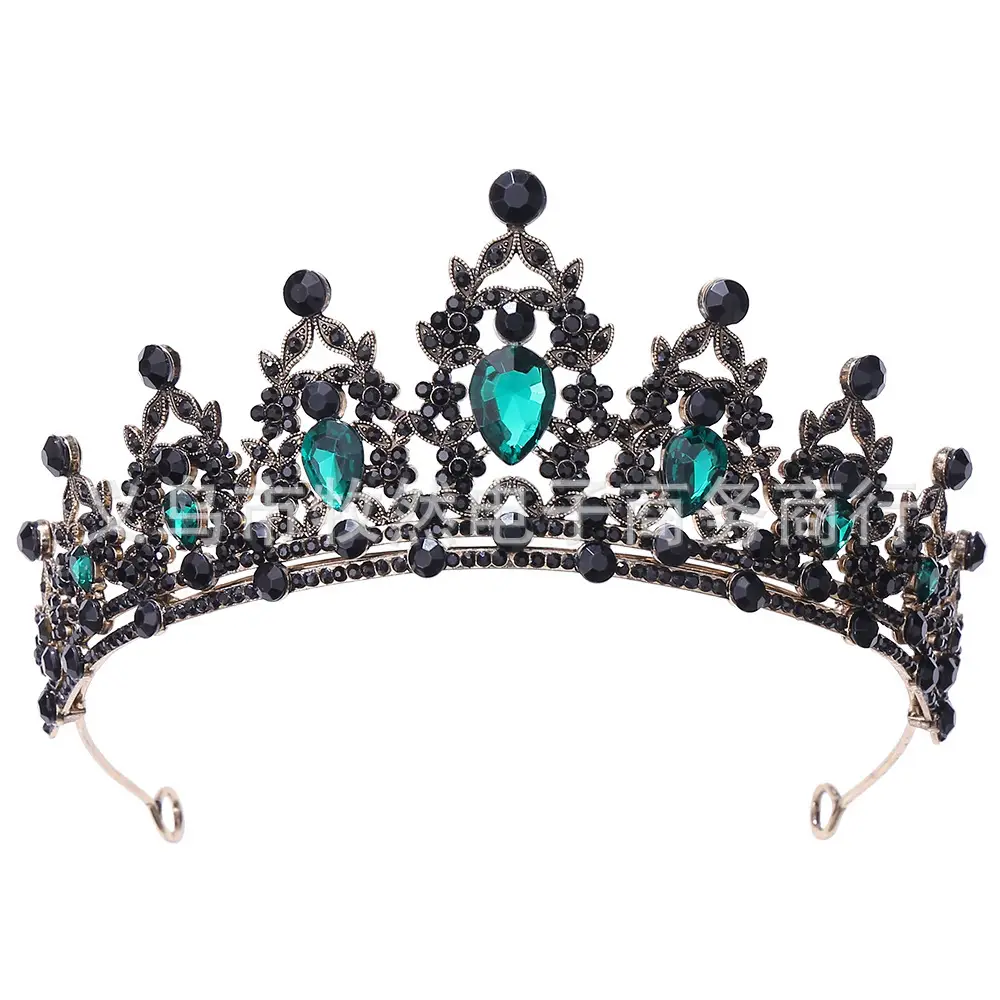 2025 Retro Bridal Crown Red Diamond Crown Headpiece Antique Queen Alloy Wedding Tiara - Image 16