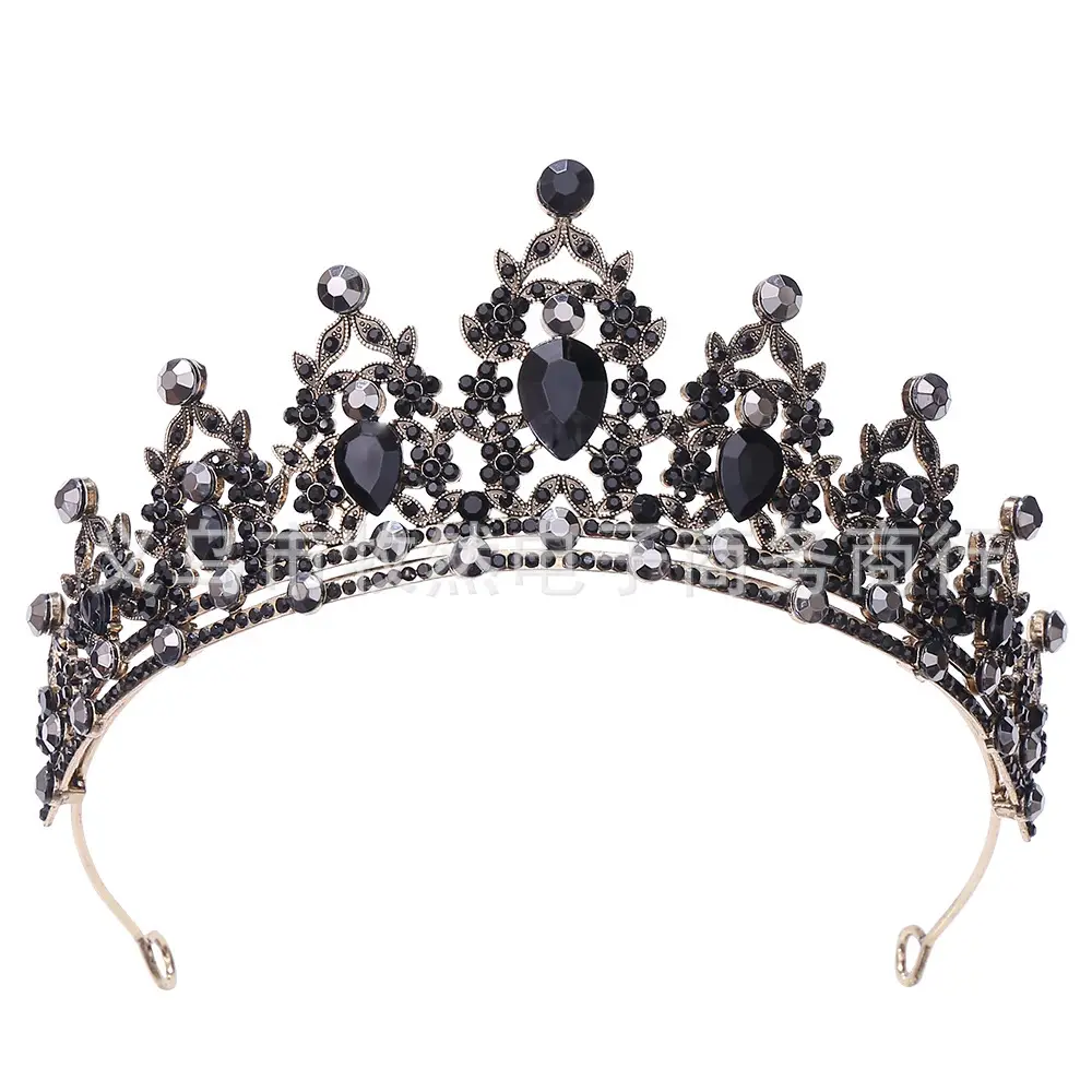 2025 Retro Bridal Crown Red Diamond Crown Headpiece Antique Queen Alloy Wedding Tiara - Image 17