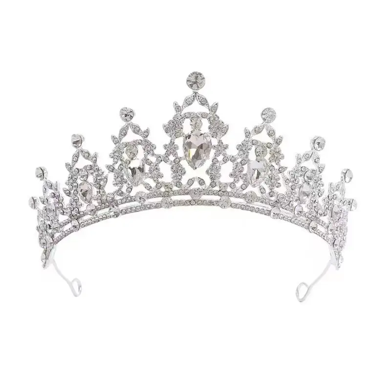 2025 Retro Bridal Crown Red Diamond Crown Headpiece Antique Queen Alloy Wedding Tiara - Image 18