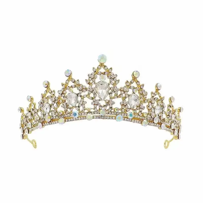2025 Retro Bridal Crown Red Diamond Crown Headpiece Antique Queen Alloy Wedding Tiara - Image 19