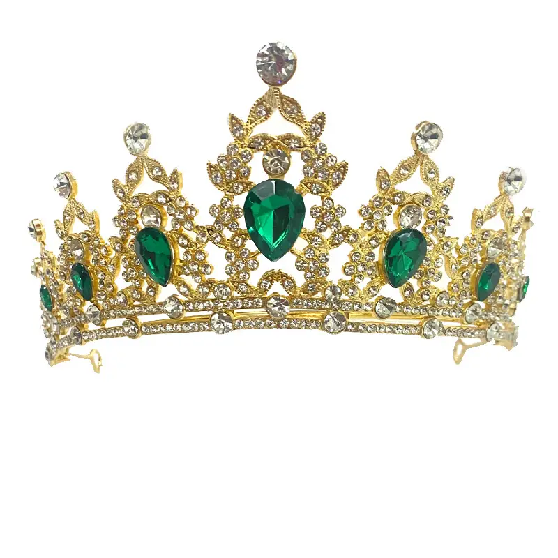 2025 Retro Bridal Crown Red Diamond Crown Headpiece Antique Queen Alloy Wedding Tiara — feature 13