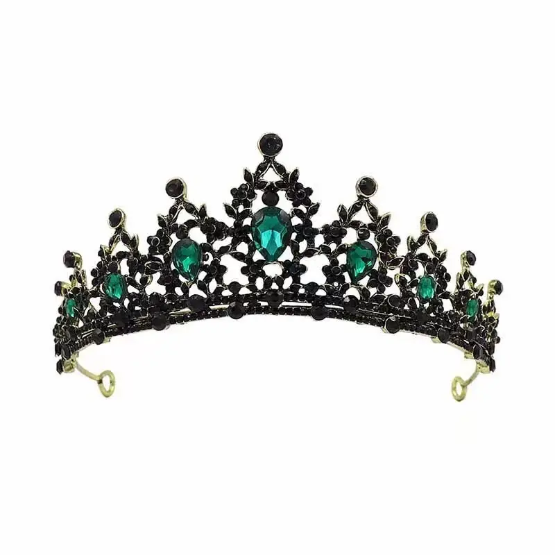 2025 Retro Bridal Crown Red Diamond Crown Headpiece Antique Queen Alloy Wedding Tiara — feature 14