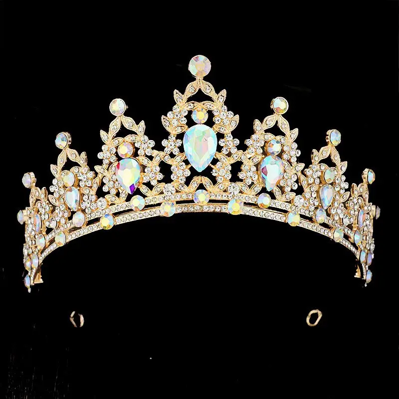 2025 Retro Bridal Crown Red Diamond Crown Headpiece Antique Queen Alloy Wedding Tiara — feature 4