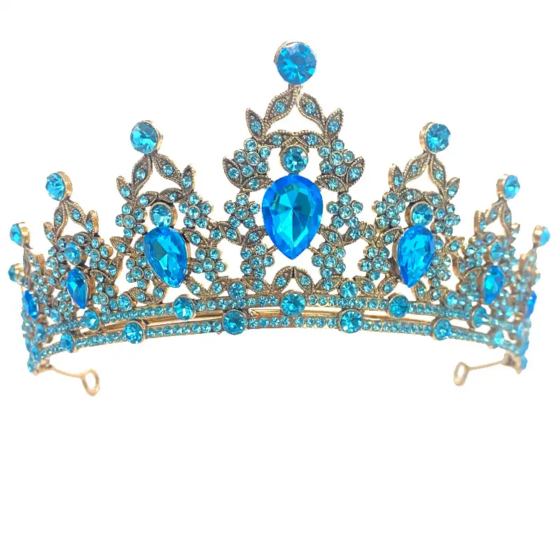 2025 Retro Bridal Crown Red Diamond Crown Headpiece Antique Queen Alloy Wedding Tiara - Image 12