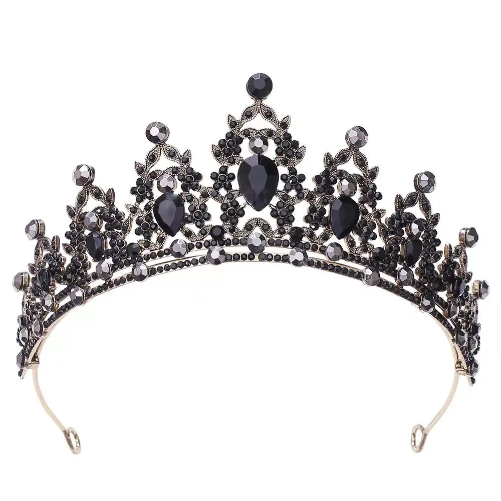 2025 Retro Bridal Crown Red Diamond Crown Headpiece Antique Queen Alloy Wedding Tiara - Image 4