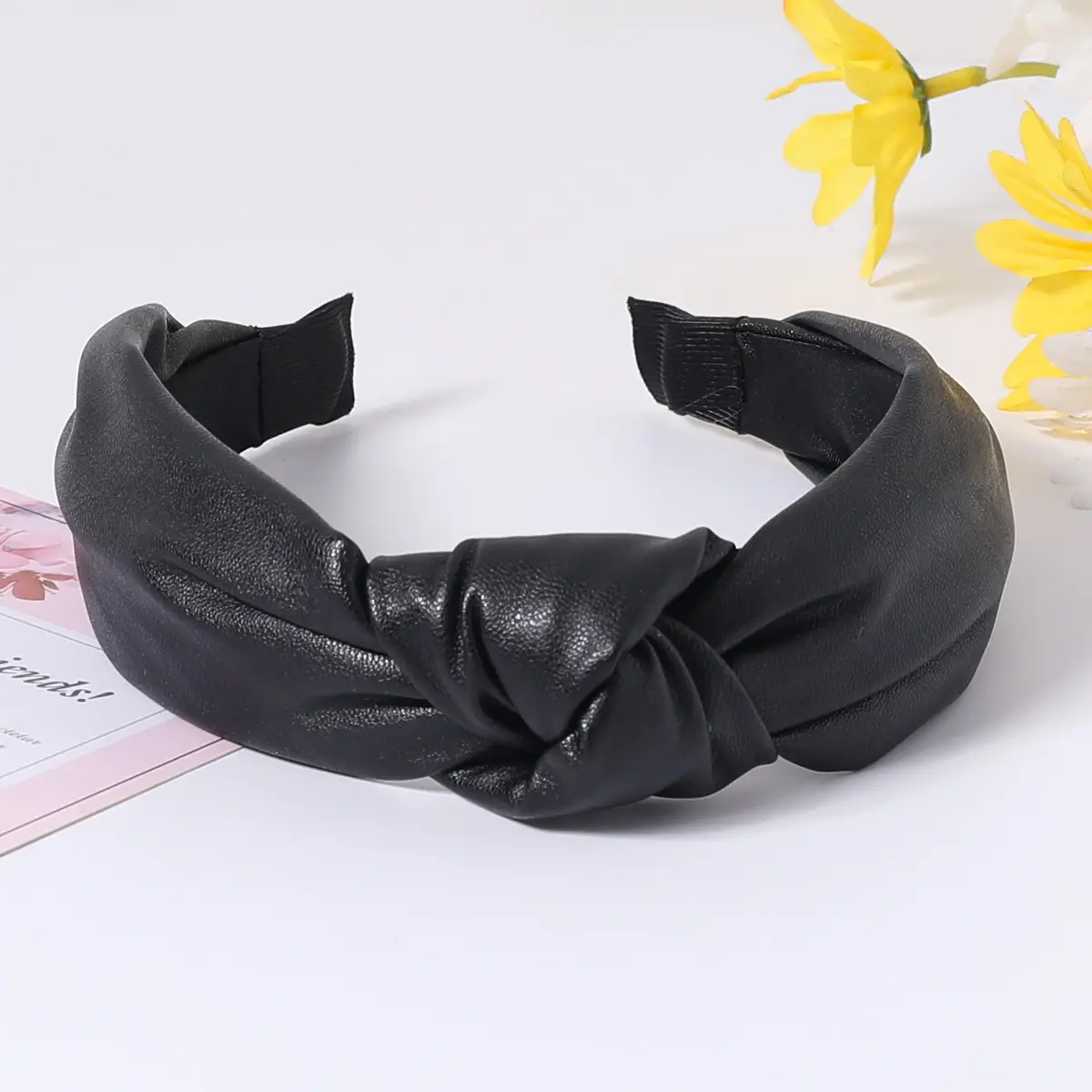 Brown Leather Wide-brim Hair Band for Women - Image 6