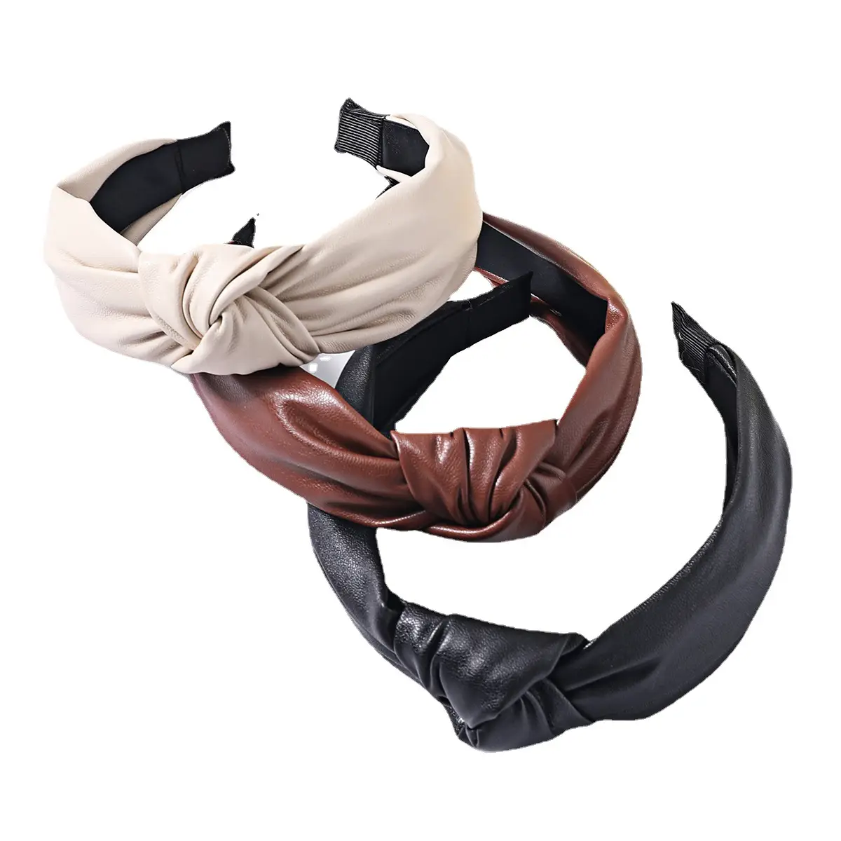 Brown Leather Wide-brim Hair Band for Women - Image 8