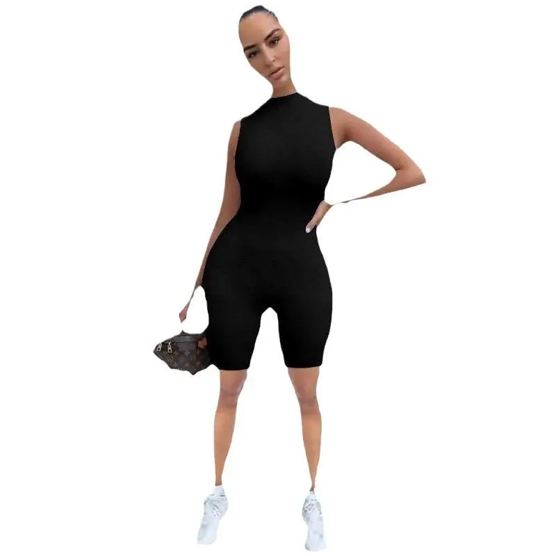 2025 New Women Sleeveless Grey Sports Jumpsuit Slim Fit High Waist - Image 13
