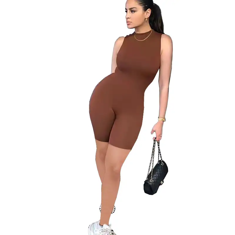2025 New Women Sleeveless Grey Sports Jumpsuit Slim Fit High Waist — feature 12