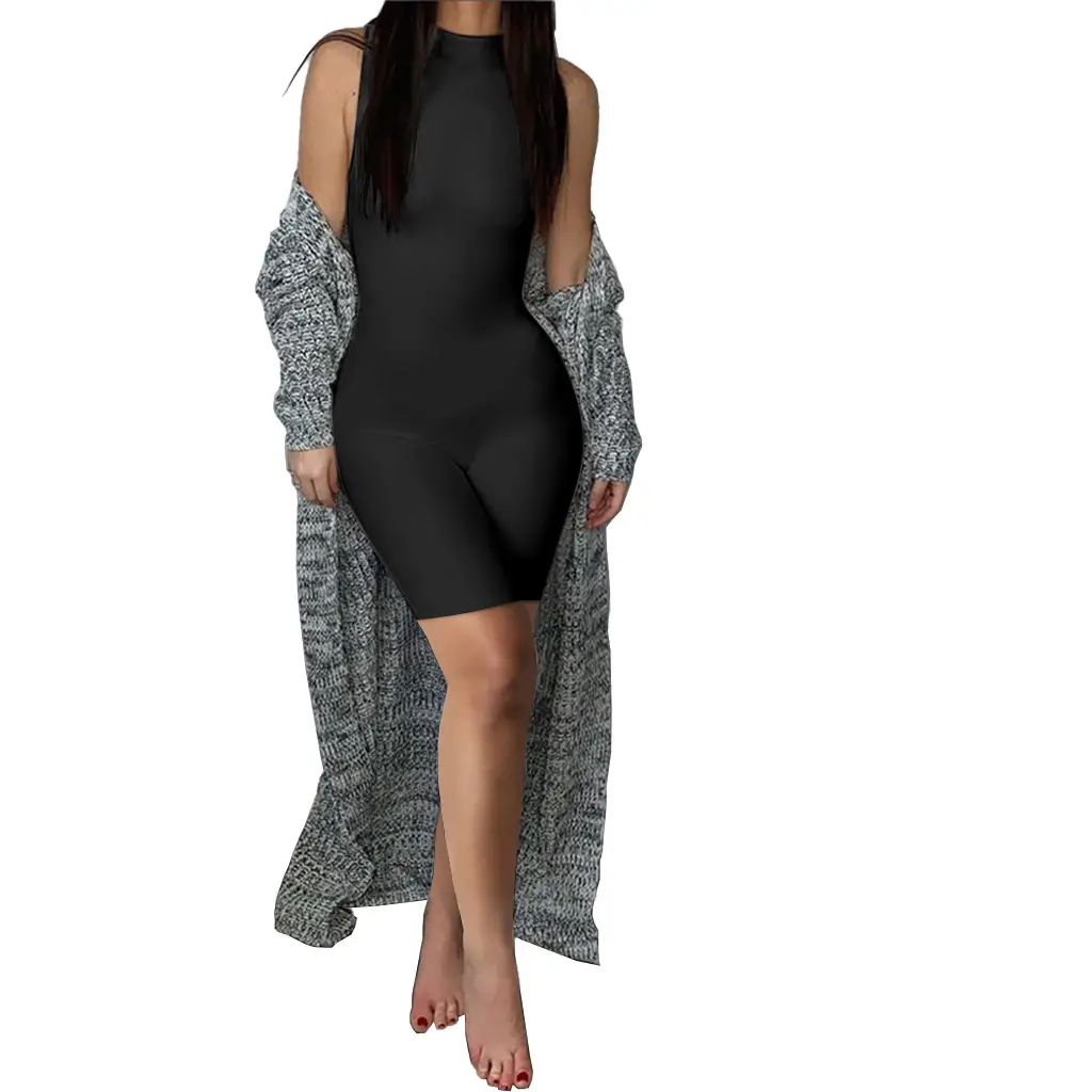 2025 New Women Sleeveless Grey Sports Jumpsuit Slim Fit High Waist — feature 14