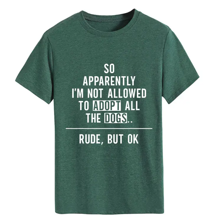 Women Letter T-Shirt Green Round Neck Loose Short Sleeve