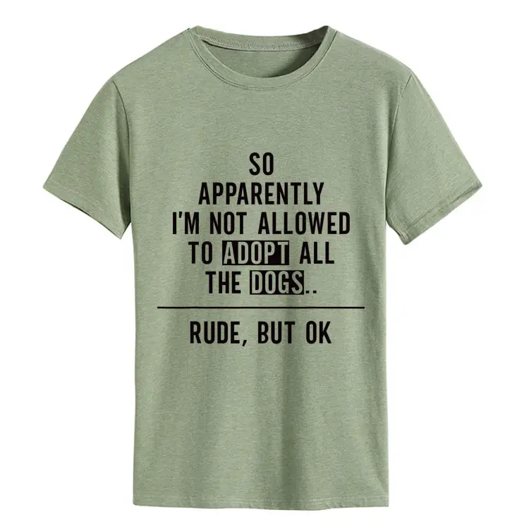 Women Letter T-Shirt Green Round Neck Loose Short Sleeve