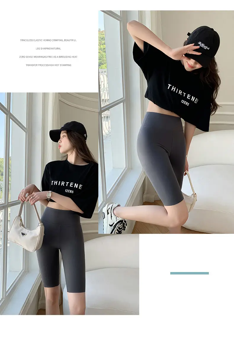 Women Thin Shark Pants High Waist Yoga Wear Pink — feature 21
