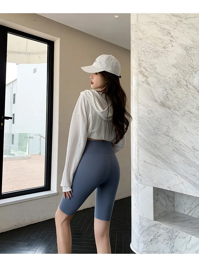 Women Thin Shark Pants High Waist Yoga Wear Pink — feature 46