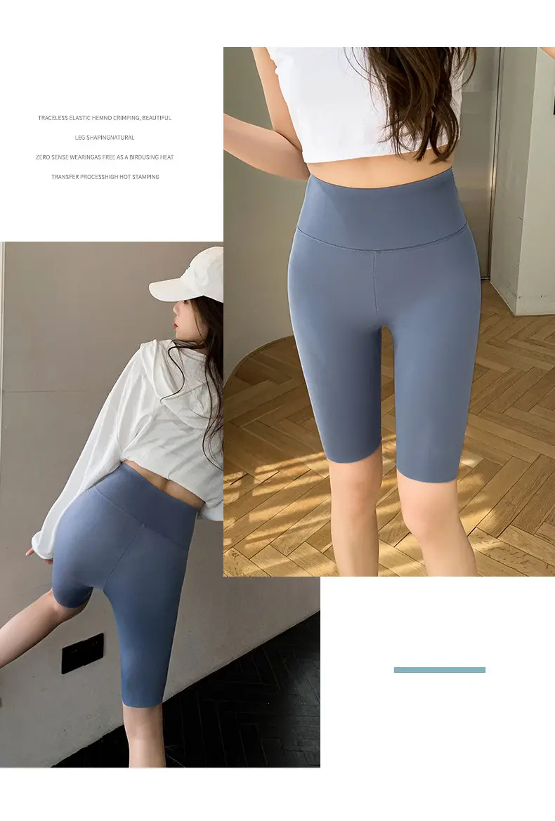 Women Thin Shark Pants High Waist Yoga Wear Pink — feature 47