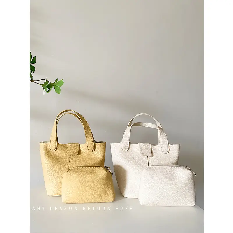 Women's Pink PU Leather 2-Piece Handbag Set