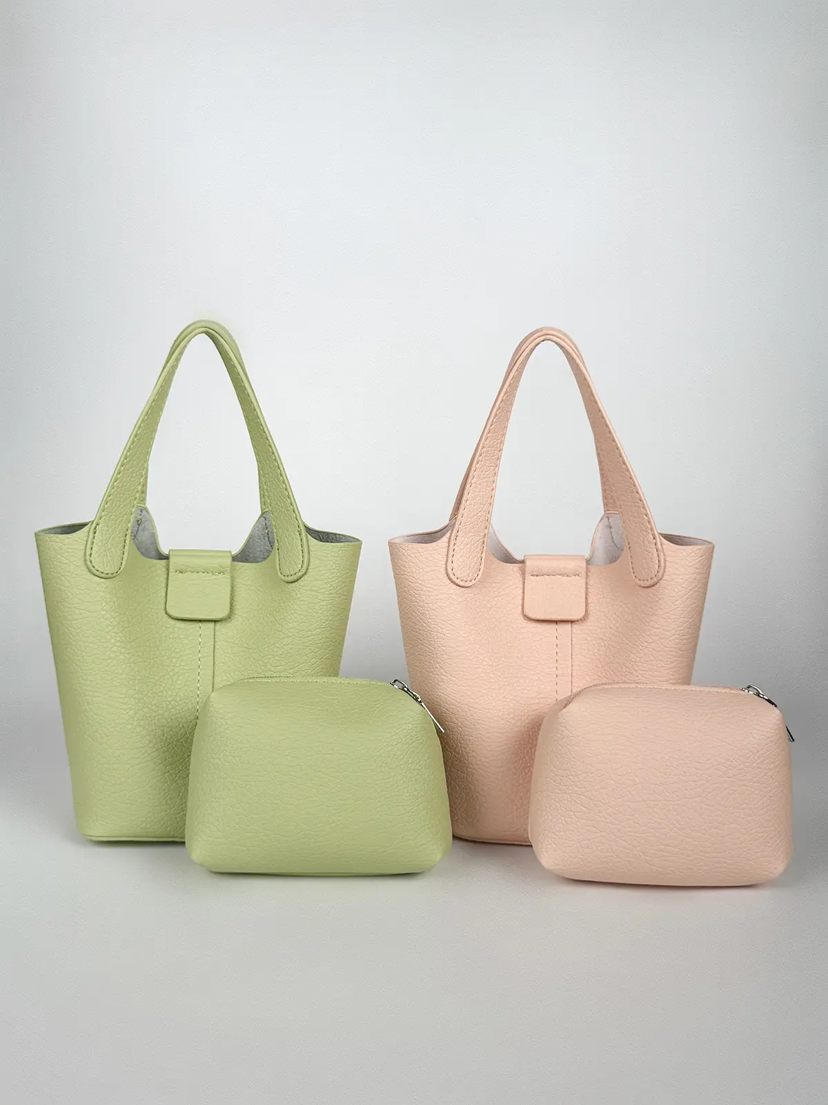 Women's Pink PU Leather 2-Piece Handbag Set — feature 18