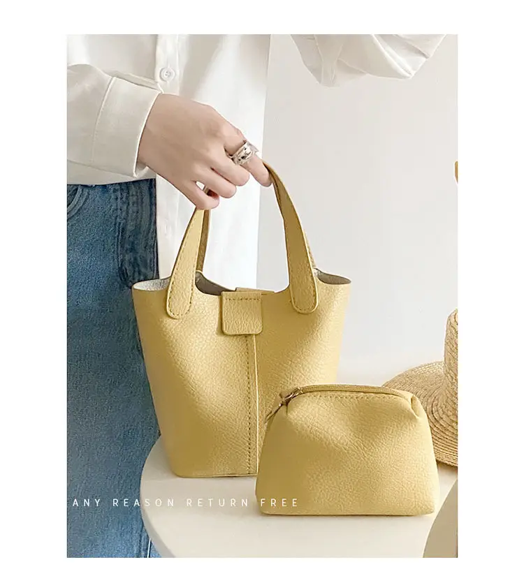 Women's Pink PU Leather 2-Piece Handbag Set — feature 3