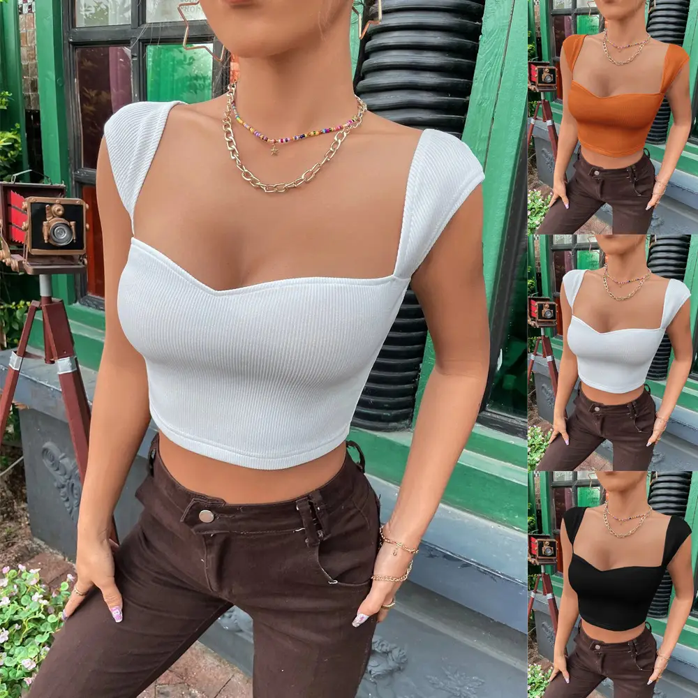2026 Style Slim Fit Square Neck T-Shirt Tank Top - Image 4