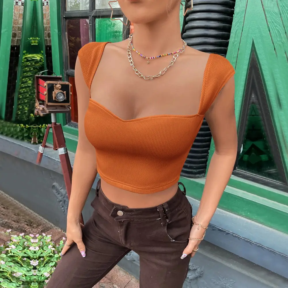 2026 Style Slim Fit Square Neck T-Shirt Tank Top - Image 3