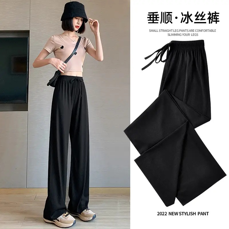 Women's Black Wide Leg Pants Summer 2022 - Image 14