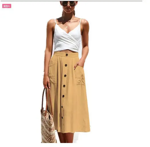 Red Loose Pocket Skirt for Women Spring Summer - Image 5